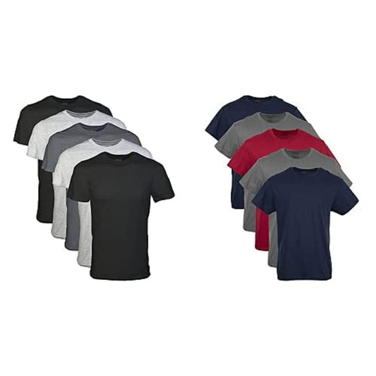 Gildan Men's Crew T-Shirts, Multipack, Style G1100, Assorted Black/Grey (5-Pack) + Navy/Charcoal/Red (5-Pack), X-Large
