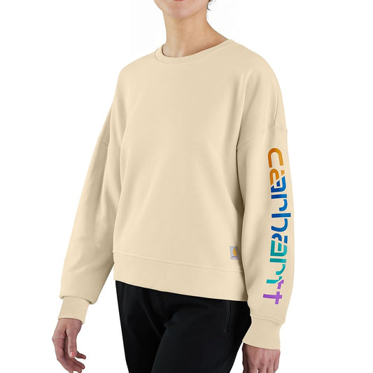 Carhartt Women's Tencel Fiber Series Loose Fit Sleeve Graphic Sweatshirt, Oat Milk, Medium