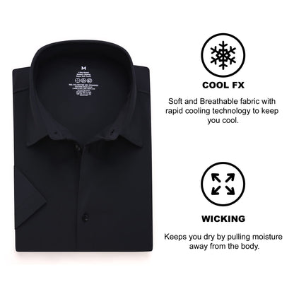 SAMERM Mens Dress Shirt Wrinkle Free Moisture Wicking 4-Way High Stretch Super Soft Casual Button Down Shirts,Black L