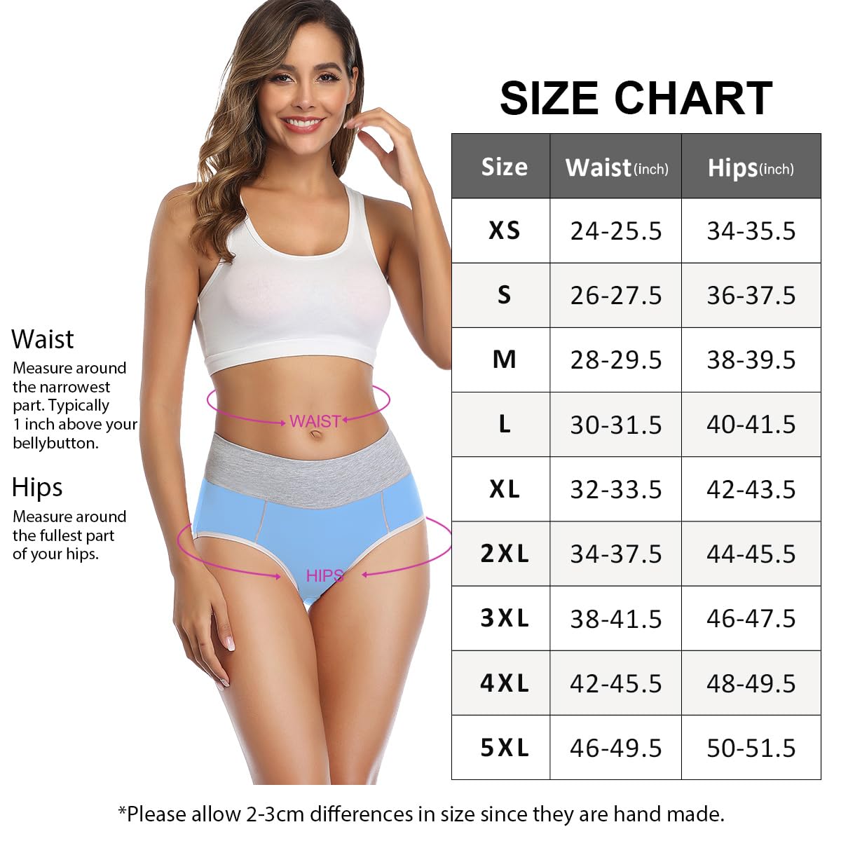 wirarpa Women's Cotton Underwear High Waist Briefs Ladies Soft Breathable Panties Full Coverage Underpants 5 Pack Large