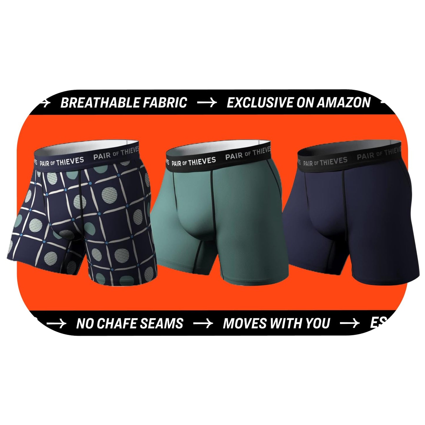 Pair of Thieves Super Fit Boxer Briefs for Men - Ultra Soft, Breathable, Quick-Dry Underwear with 4-Way Stretch (3 Pack)