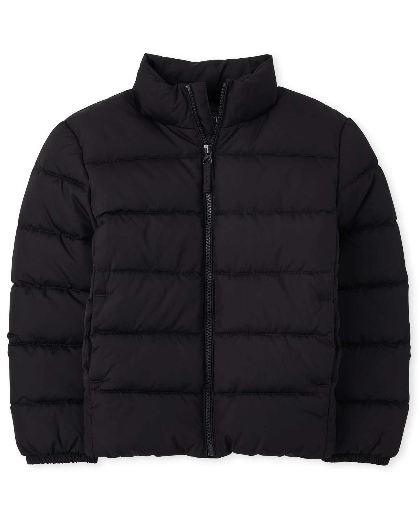 The Children's Place Boys' Medium Weight Puffer Jacket, Wind, Water-Resistant, Black, Large (10/12)