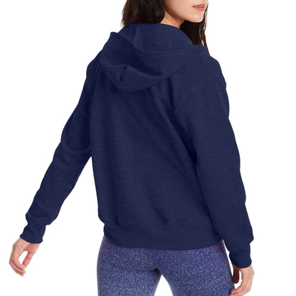 Hanes Women's EcoSmart Full-Zip Hoodie Sweatshirt, Navy, Large