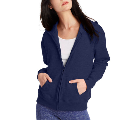 Hanes Women's EcoSmart Full-Zip Hoodie Sweatshirt, Navy, Large