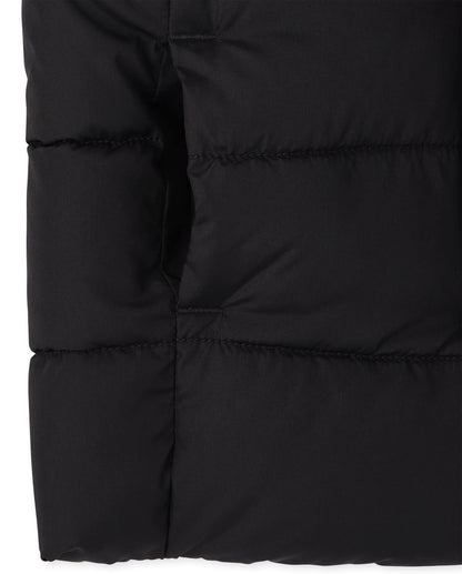 The Children's Place Boys' Medium Weight Puffer Jacket, Wind, Water-Resistant, Black, Large (10/12)