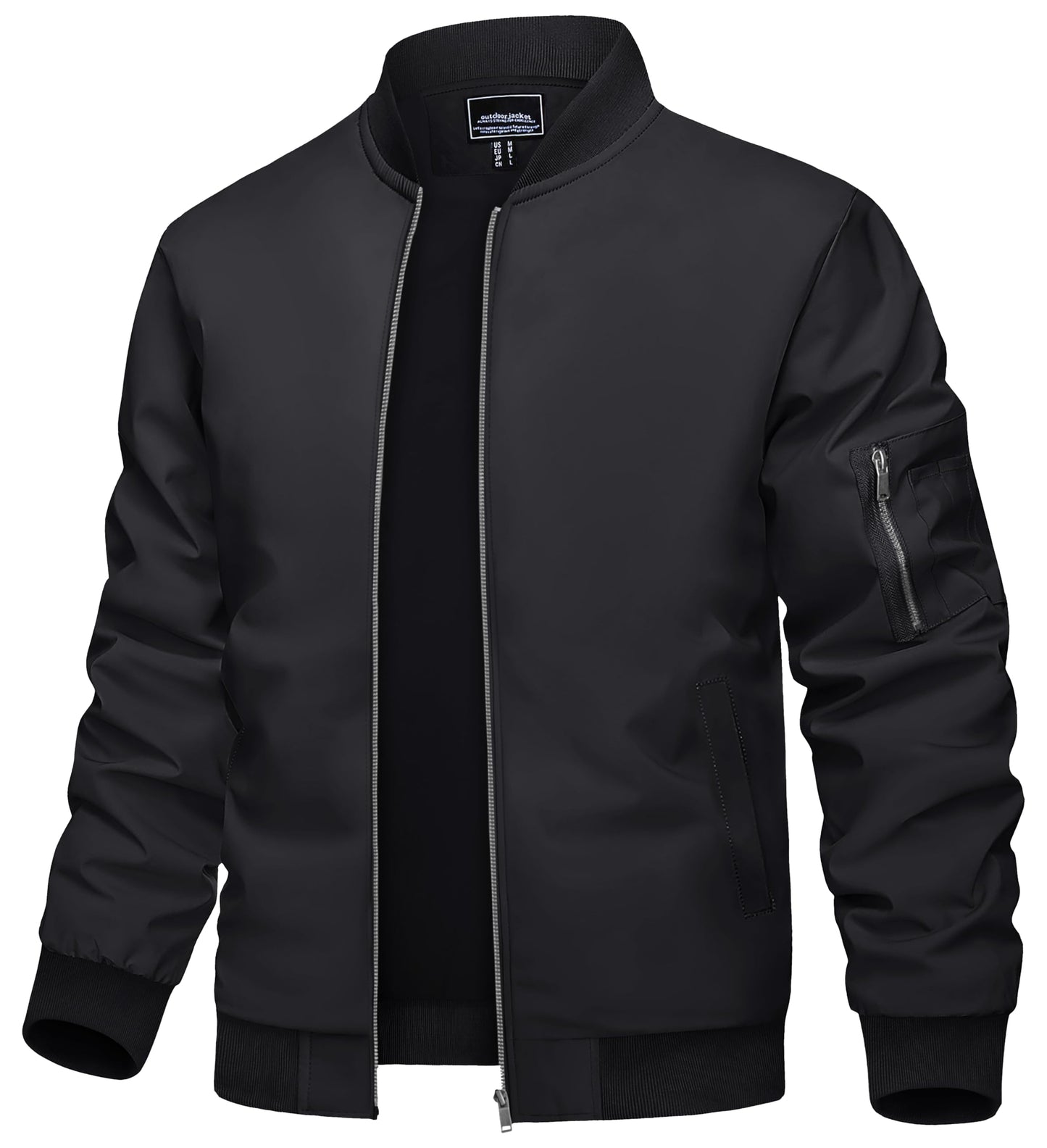 TACVASEN Bomber Jacket Men Black Jacket Lightweight Men's Bomber Jackets Lightweight Windbreaker Spring Fall Men's Casual Jacket Outdoor Windbreaker