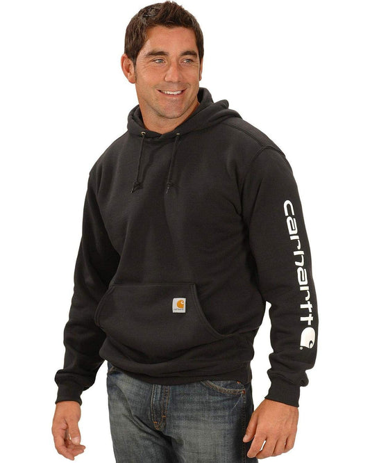 Carhartt Men's Loose Fit Midweight Logo Sleeve Graphic Sweatshirt (Also Available in Big & Tall), Black, Large