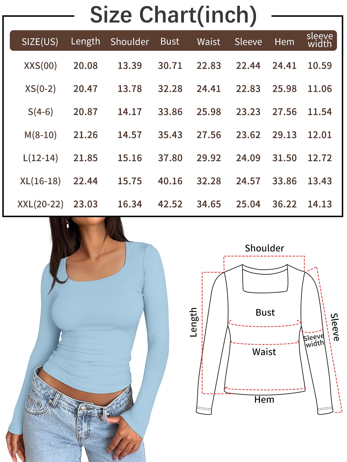 Trendy Queen Womens Long Sleeve Shirts Crop Tops Basic Tight Slim Fit Y2K T Shirts Winter Clothes 2024 Pink S