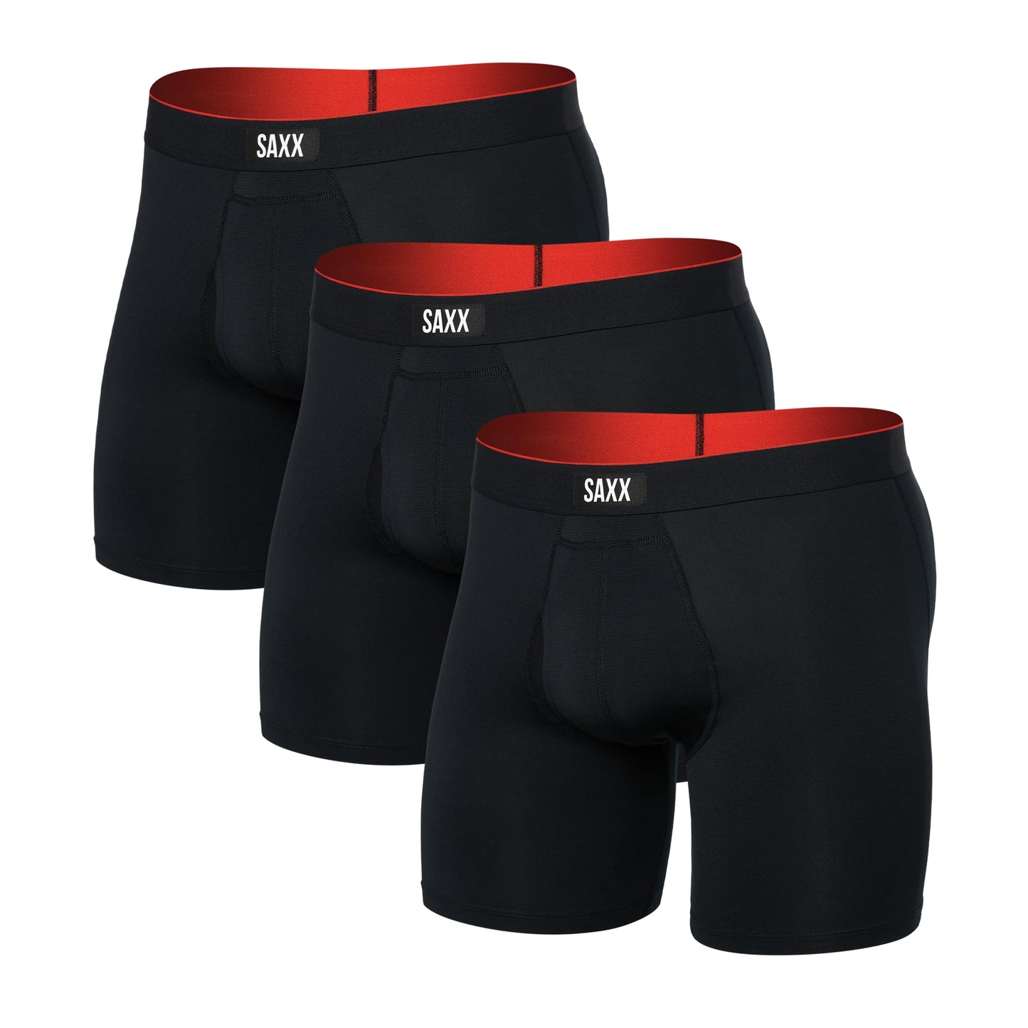 SAXX Underwear Co. Men's Multi-Sport Mesh Boxer Brief Fly 3Pk, Black, Small