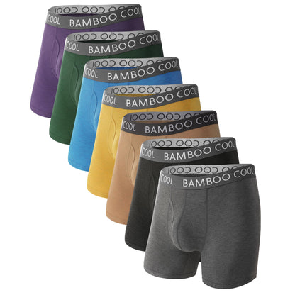 BAMBOO COOL Men’s Underwear Boxer Briefs 7-Pack Breathable and Soft with Fly Underwear for Men