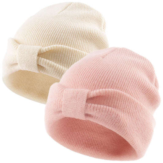 FURTALK Baby Beanie Winter Hat Knitted Warm Hat with Cute Bow Infant Toddler Cuffed Beanies