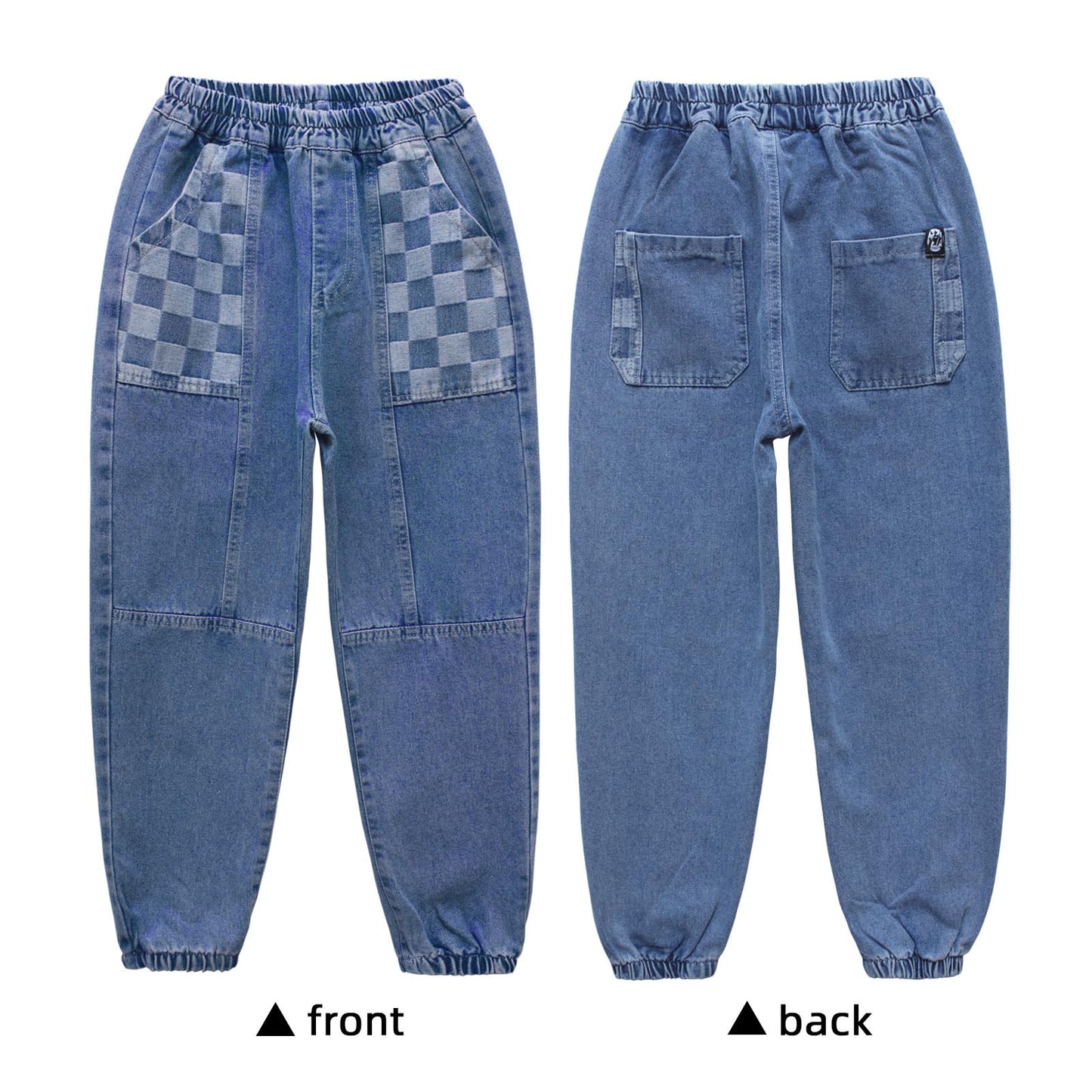 MEILONGER Boys Elastic Waist Jeans Stretch Fashion Denim Pants Size 8,10-12,14-16,18-20(Blue,10-12)