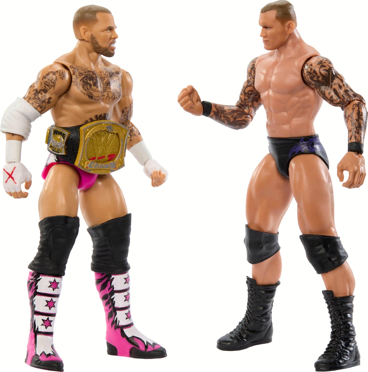 Mattel WWE Main Event Championship Showdown 2-Pack Action Figures & Accessory, Series #19 CM Punk vs Randy Orton Collectible Set