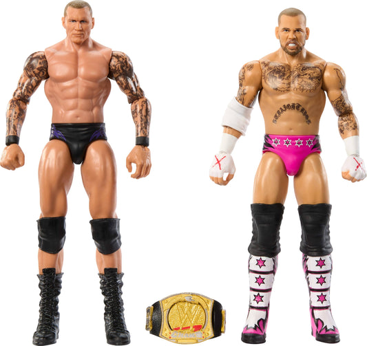 Mattel WWE Main Event Championship Showdown 2-Pack Action Figures & Accessory, Series #19 CM Punk vs Randy Orton Collectible Set